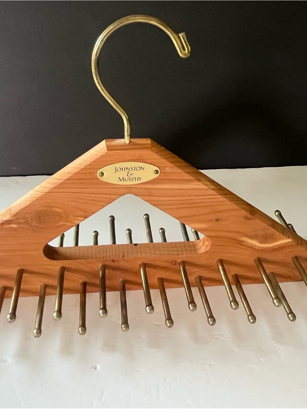 Johnston & Murphy Wood and Brass Tie Rack